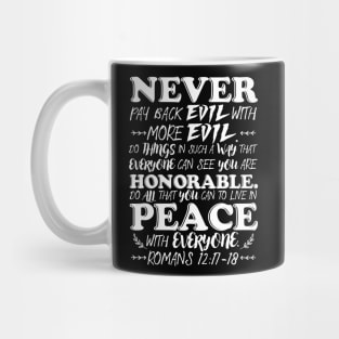 Romans 12:17-18 Mug